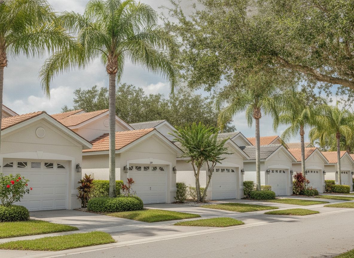 Street view of matching garage doors