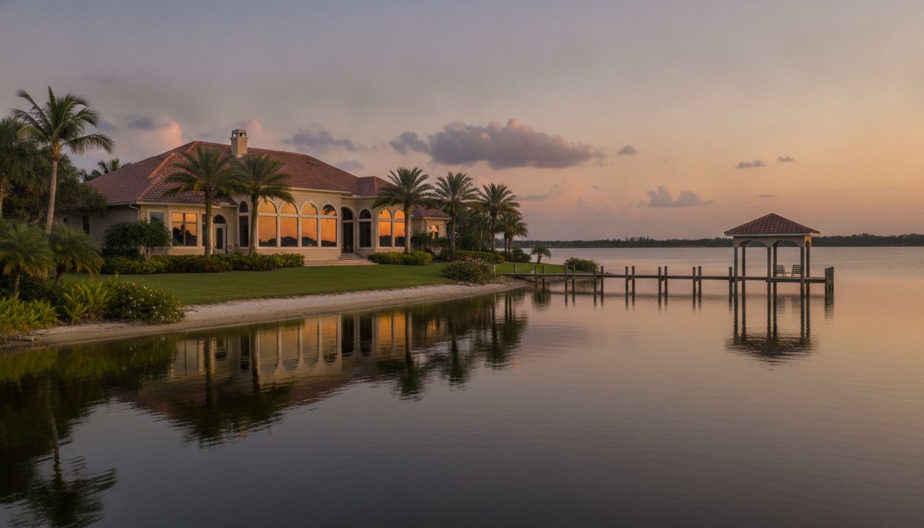 Aerial view of lakefront homes in Central Florida