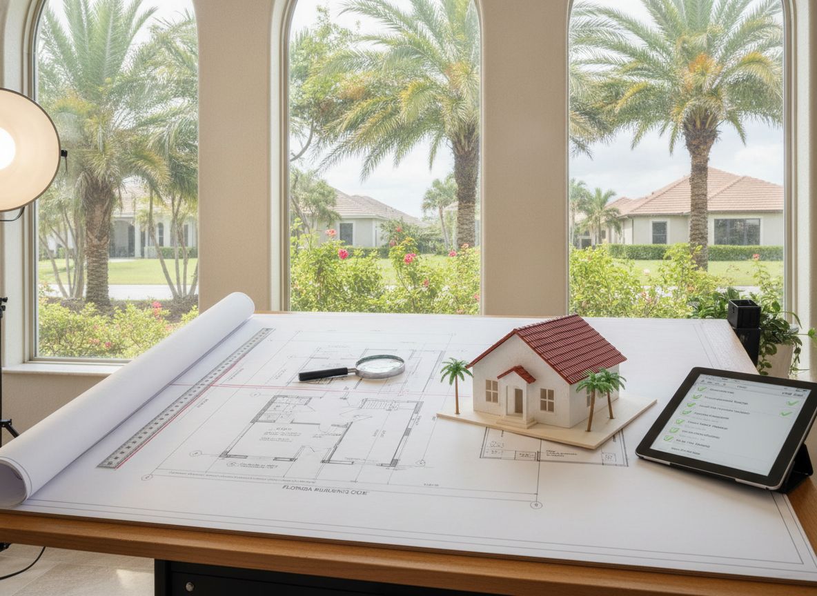 Blueprint and model home, code-compliance concept