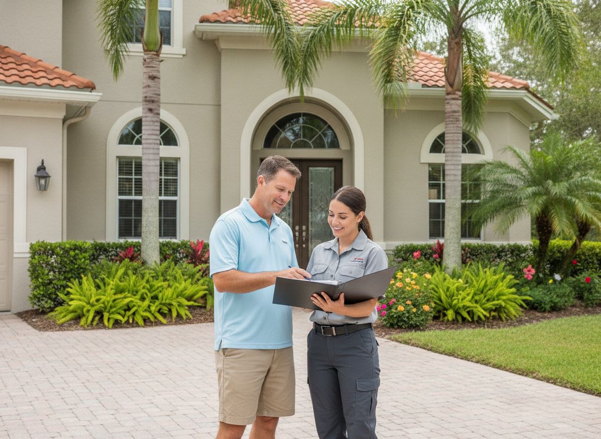 Homeowner and inspector reviewing a document together